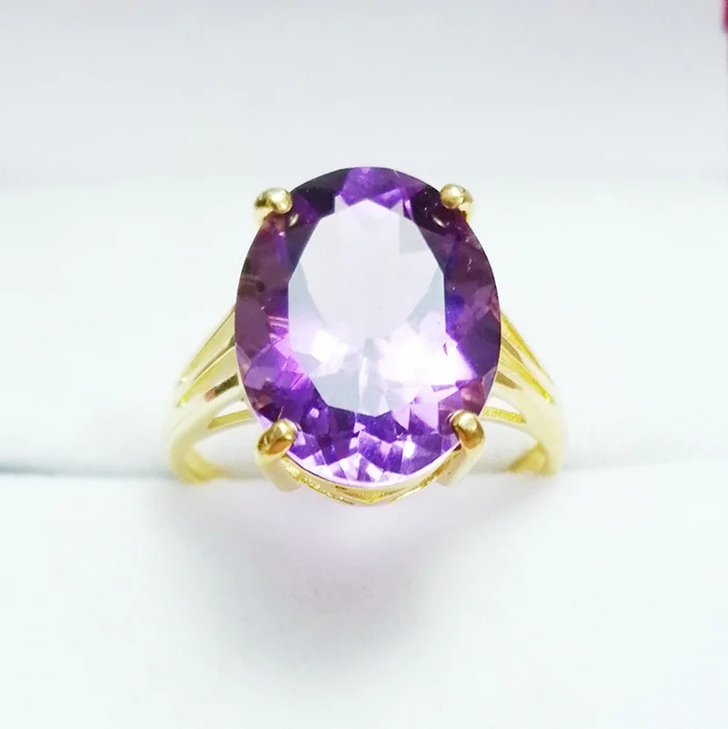 Natural Real Amethyst Ring Free Shipping 925 Sterling Silver Fine