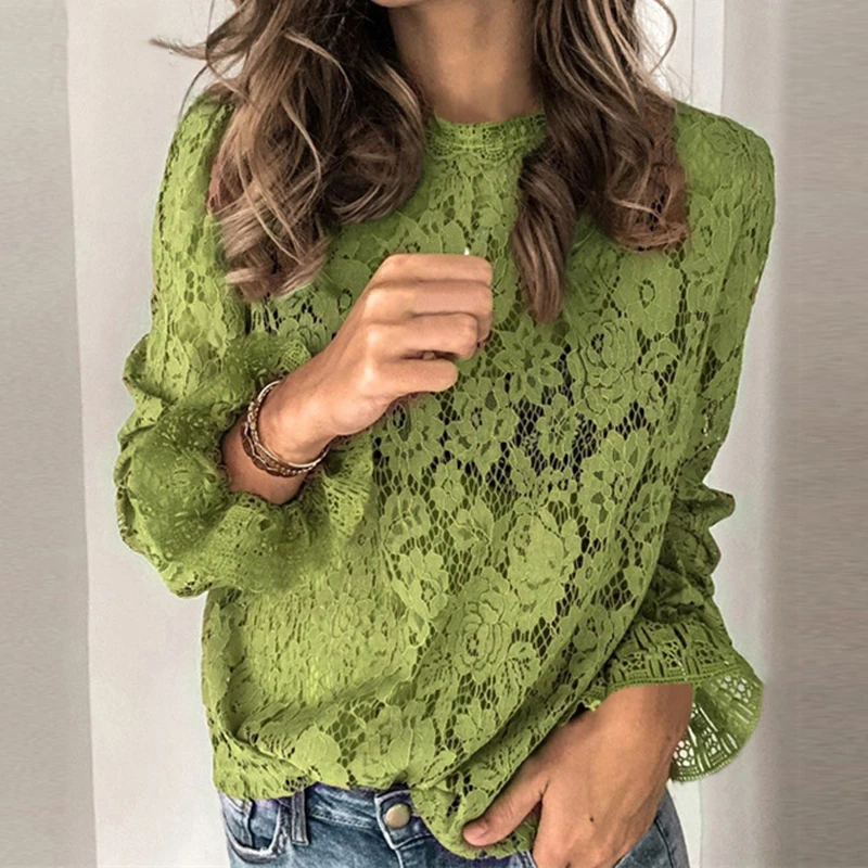New-2020-Women-Lace-Blouse-Autumn-Solid-Cotton-Ladies-Tops-Special-Flare-Sleeves-Sexy-Long-Sleeves