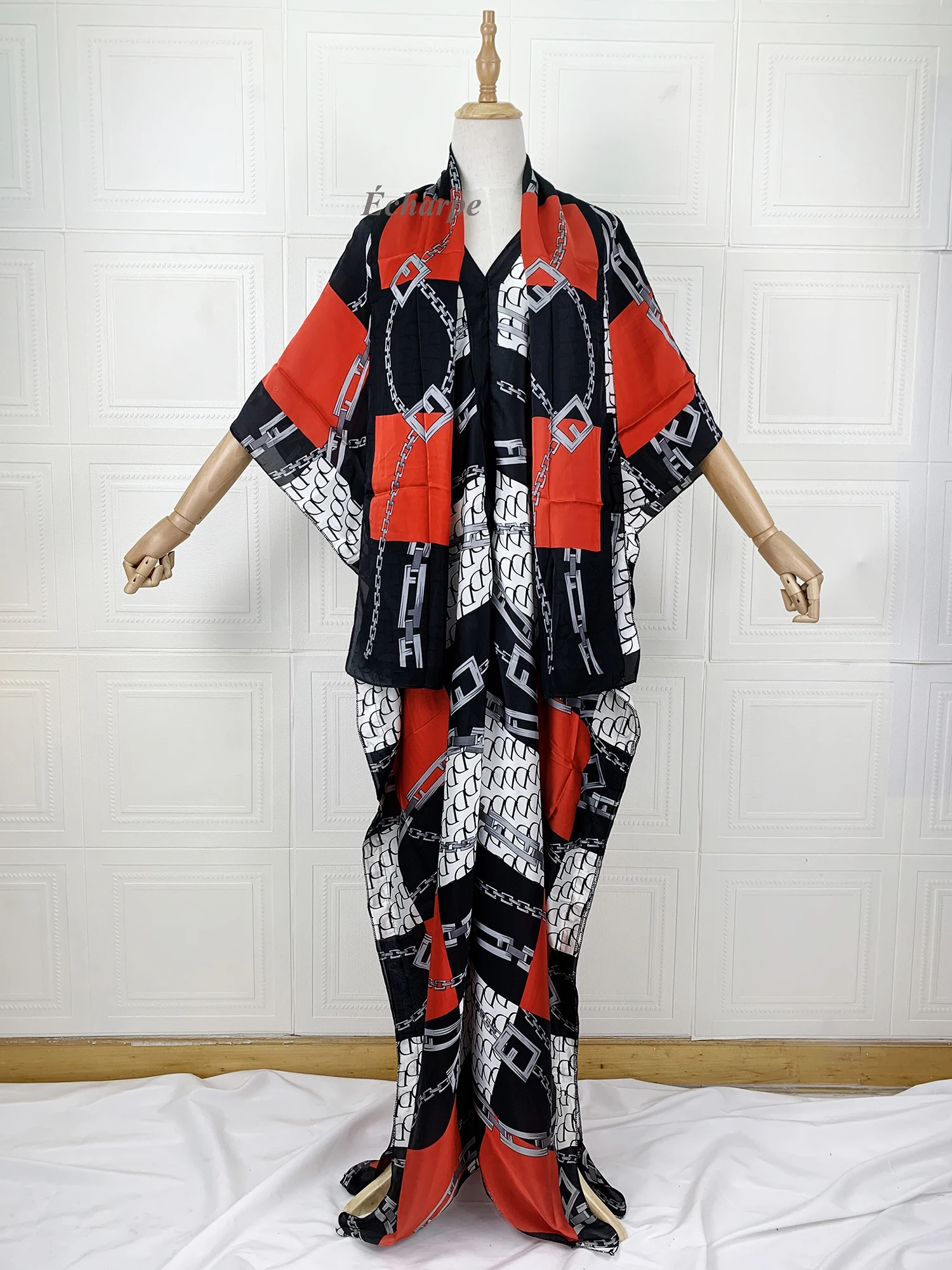 2022 New Style Fashion Oversize African Women Clothing Dubai Dashiki Abaya Free Size Print Design And Scarf Loose Long Dress
