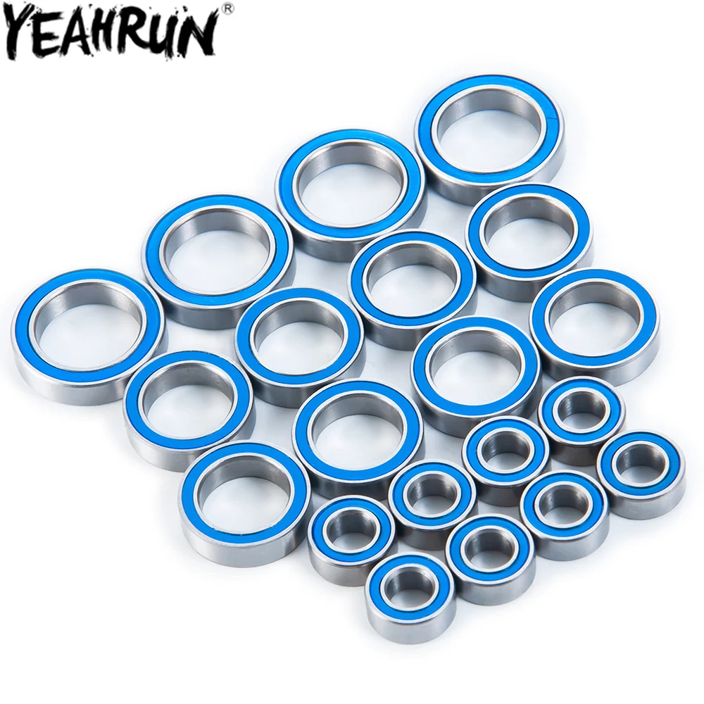 Yeahrun 20Pcs Rc Car Rubber Sealed Bearing Kit Per Redcat Volcano Epx Pro & Redcat Tornado Epx Pro Blue Bearing Parts