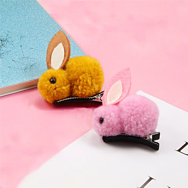 

Cute Hair Ball Rabbit Hair Clip Children's Girl Animal Hairpins Korea Simple Hair Accessories Headwear Barrette Stick Hairpin