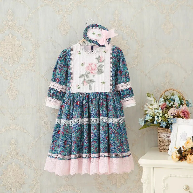 Cutestyles синие маленькие цветочные печатные в горошек кружева прекрасные o-образным вырезом вечерние свадебные Причастие длинные платья B469(длина платья до колена
