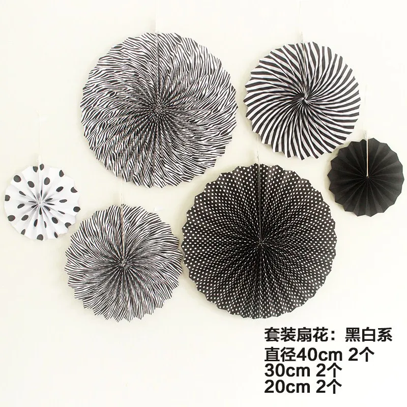 Christmas Shopping Mall Shop Showcase Decorative Paper Fan Curd New Year Kindergarten Background Flower Wall Decorative Activity