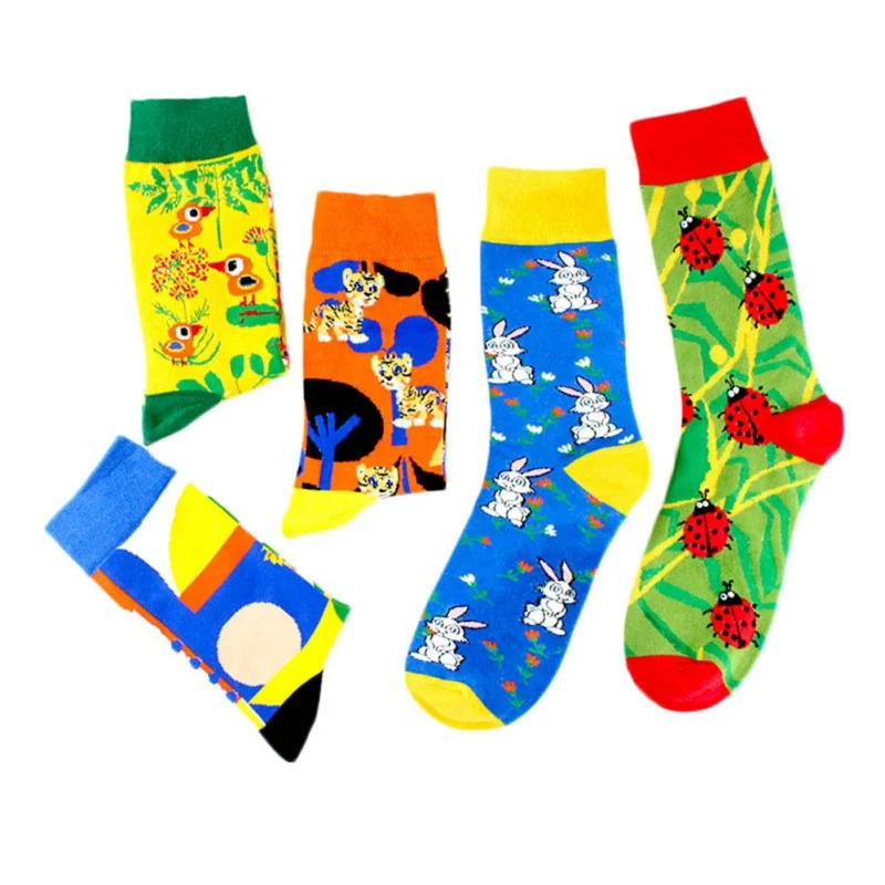1 Pair Art Socks New Men Women Cotton Socks Couple Funny Socks Long Colorful Socks