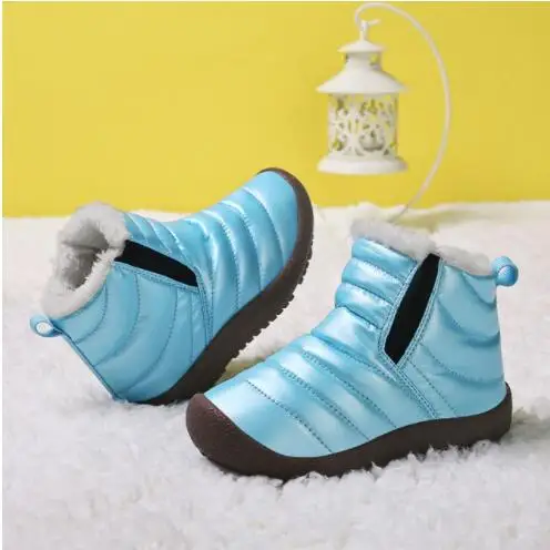 Winter Boots Girls Waterproof Snow Shoes Kids Toddler Keep Warm Children For Girl Boys Boots Ankle Winter Baby Shoe Buty - Цвет: Небесно-голубой