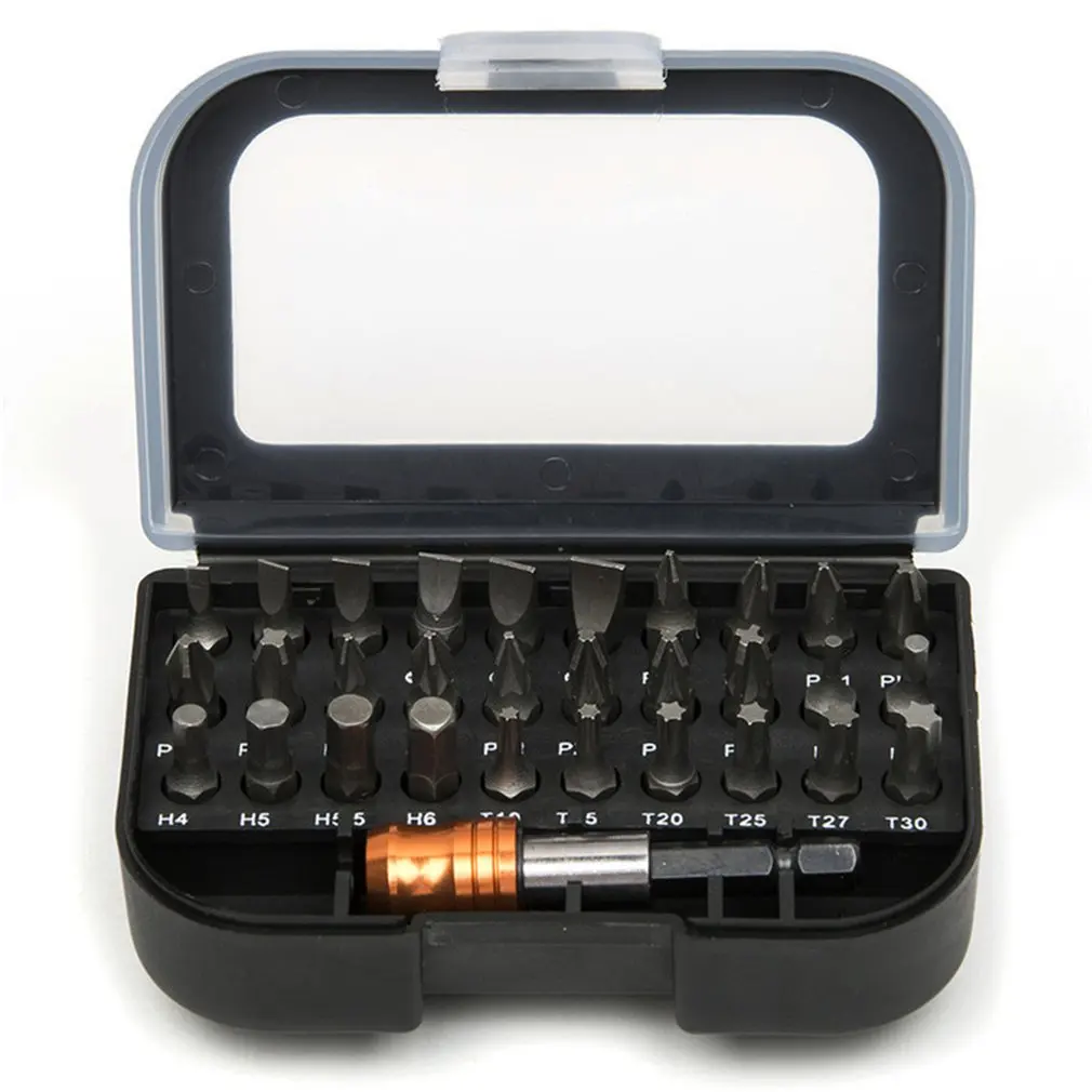 

31Pcs Screwdriver Bit Set Slotted/Philips/Pozi/Hex/Torx Head with 60mm Quick Release Hex Chuck Extension Adapter