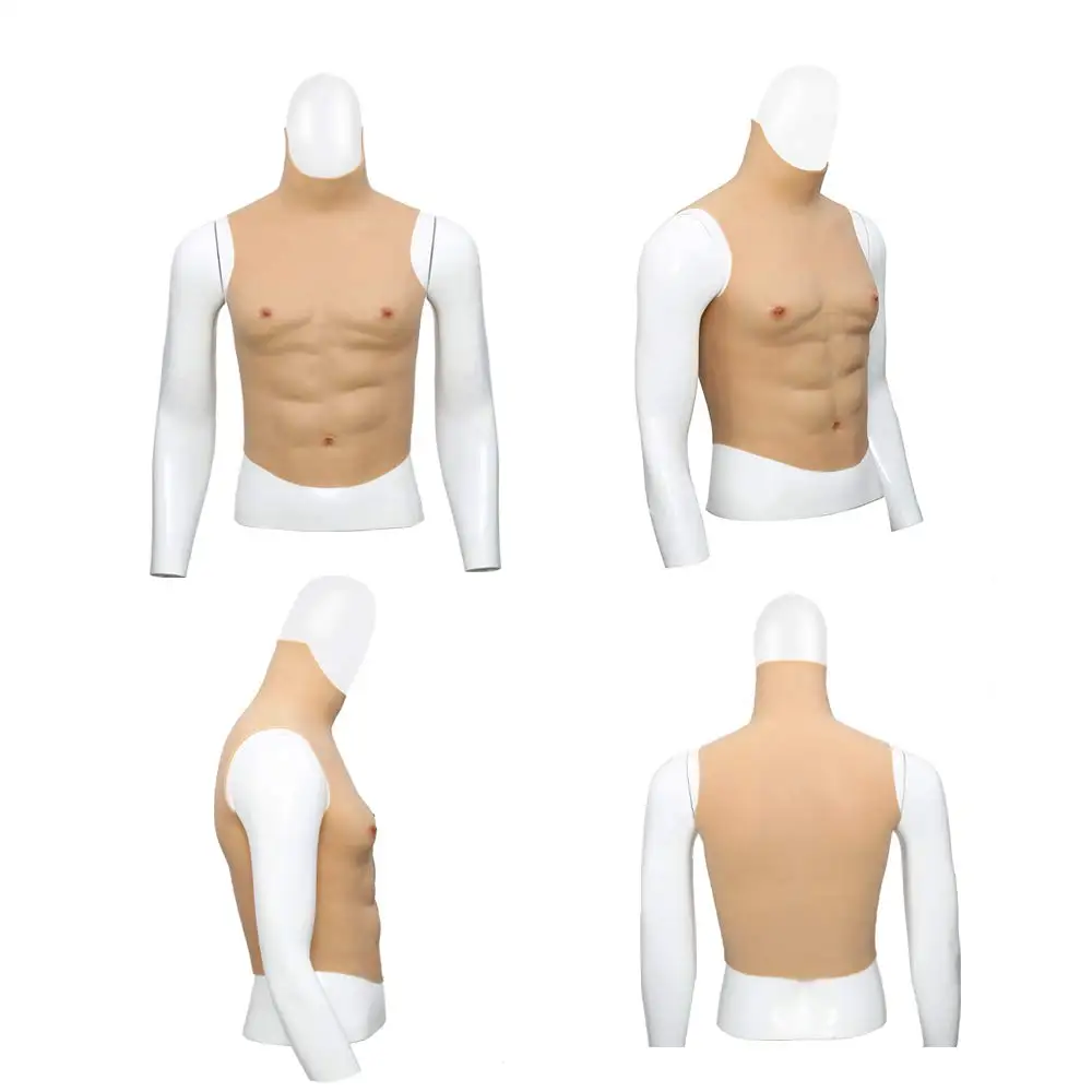 Drag queen Perfect Pectorals поддельные мужские груди силиконовые мышцы половина тела Высокий воротник Hollaween реквизит косплей маскарадный костюм