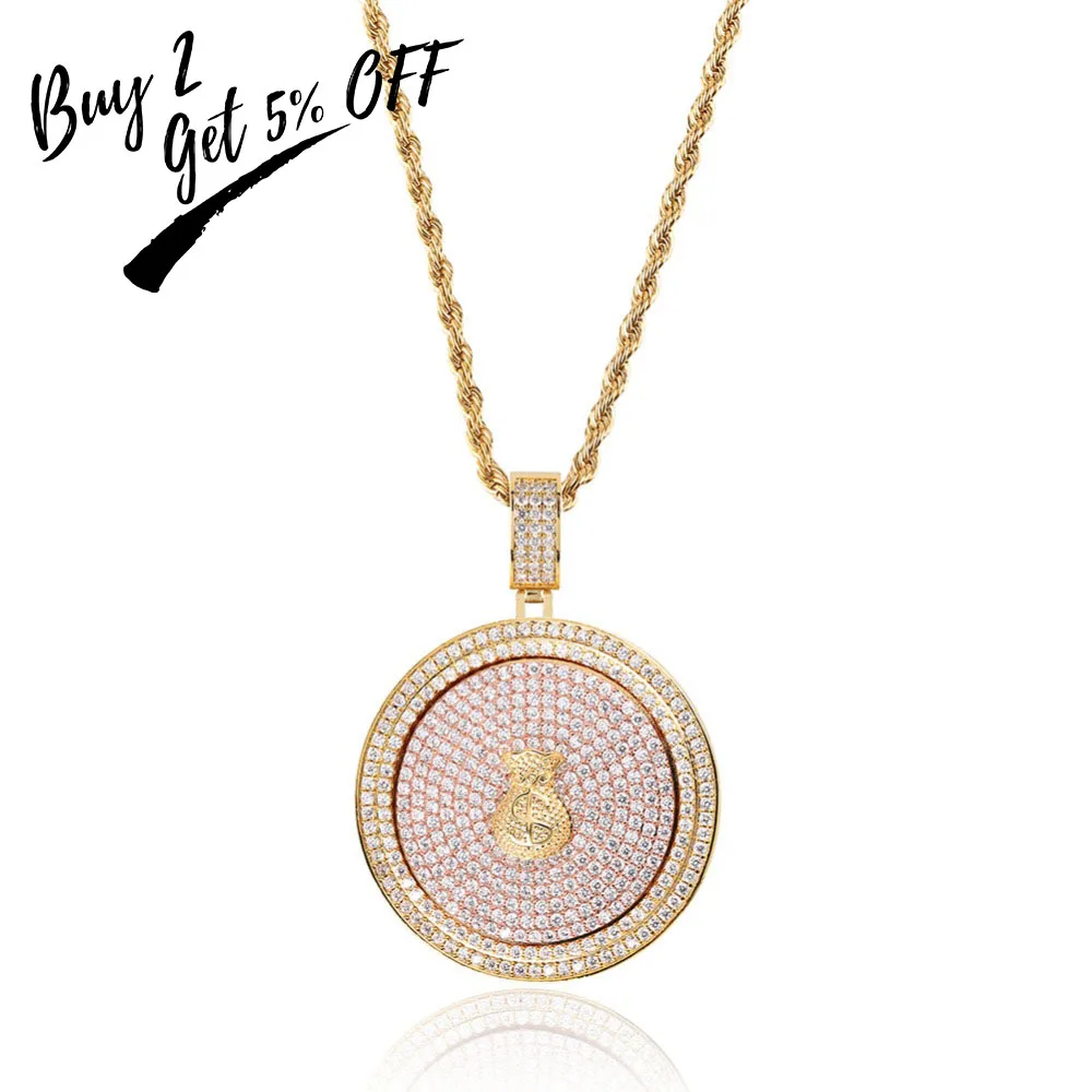 TOPGRILLZ Iced Out вертушка $ знак буквы кулон ожерелье мужчины с теннисом цепи хип хоп