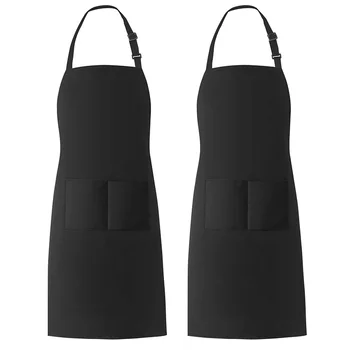 

2 Pack Adjustable Bib Apron with 2 Pockets Cooking Kitchen Restaurant Bar Apron Chef Apron Unisex Aprons for Women Men