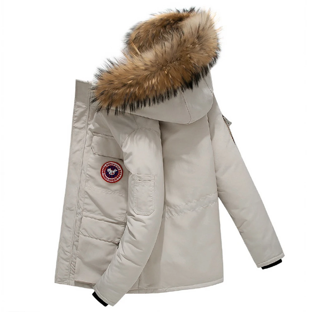 

Canada Jacket Down Jacket Men Thick Warm Duck Down Hooded Natural Fur Collar Man Down Jacket Windproof Men doudoune hiver homme
