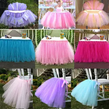 

Tulle TUTU Table Skirt Chair Tableware Wedding Party Birthday Baby Shower Decor