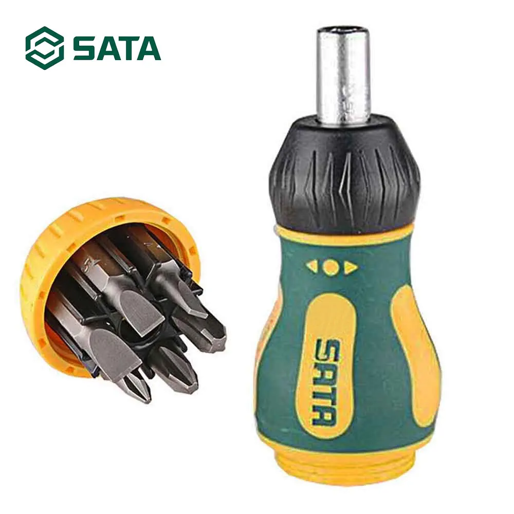 

SATA 6 in 1 Stubby Ratcheting Screwdriver Magnetic Multi-Bit Hand Tool For Notework Repair Disassemble Tool 09348