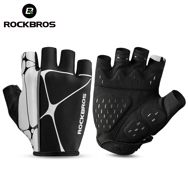 Rockbros Bicycle Gloves Breathable Half Finger Reflective Mtb Bike