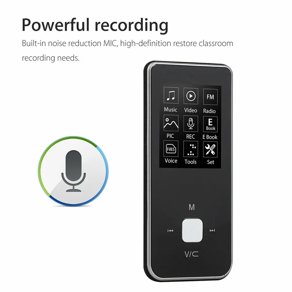 Портативный hifi MP3 музыкальный плеер с FM без потерь звук диктофон до 32 Гб