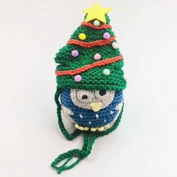 

Halloween Cute Christmas Tree Knitted Woolen Cap Pet Crossdresser Hat Soft Dog Costume Lightweight Comfortable Itch-Free