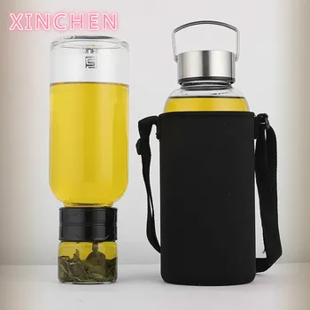 

1500ml Large High Capacity Flower Tea Water Separation Galss Infuser Bottle With Rope Filter Lid Portable Outdoor Tour 1000ml