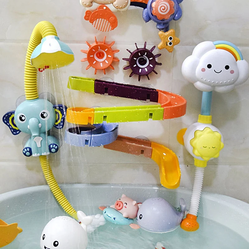 

Bath Toys for Kids Water Toys Shower for Children Baby Bathroom Bathtub Faucet Water Spray Game Electric Cute Elephant Xmas Gift