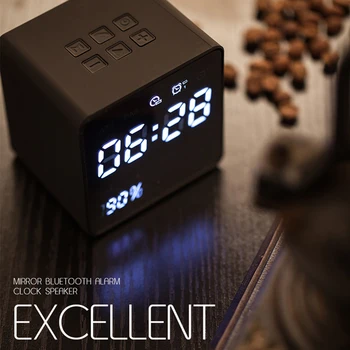 

Voice Prompt LED Digital Display HIFI Sterero Alarm Clock With Microphone Portable FM Radio Bluetooth Speaker Mini Wireless