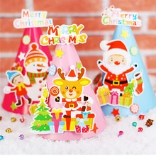 Chapeau de noël fait à la main, jouets créatifs pour garçons et filles, aides pédagogiques en maternelle, Art et artisanat, bonhomme de neige, cadeaux de noël, 2 pièces/ensemble