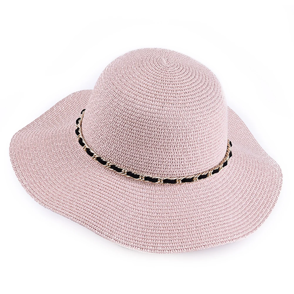 Light Pink Ковбойская Кепка для улицы в Корейском стиле соломенная летняя шляпа от солнца практичная походная Пляжная мода широкие козырьки для путешествий праздник - Цвет: Light Pink