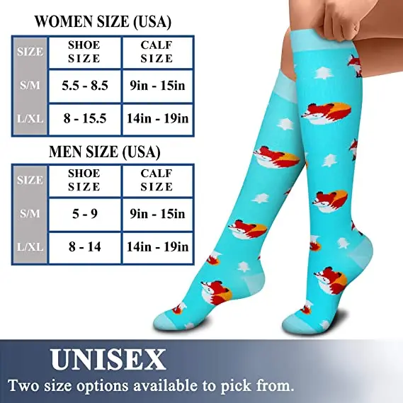 New Compression Socks 20-30 Mmhg Knee High Women Men Socks Best For Nurse, Medical,Edema,Diabetes,Varicose Veins, Running,Flight