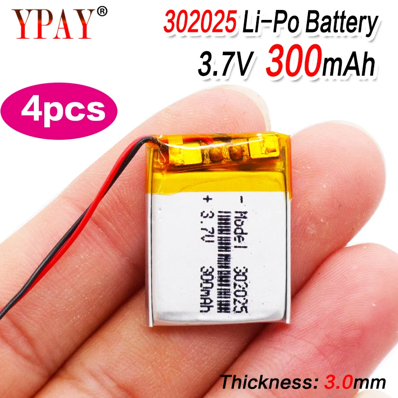4 шт 3 7 V 300mAh 302025 Lipo литий-полимерные батареи с PCM для MP3 MP4 MP5 Bluetooth гарнитура