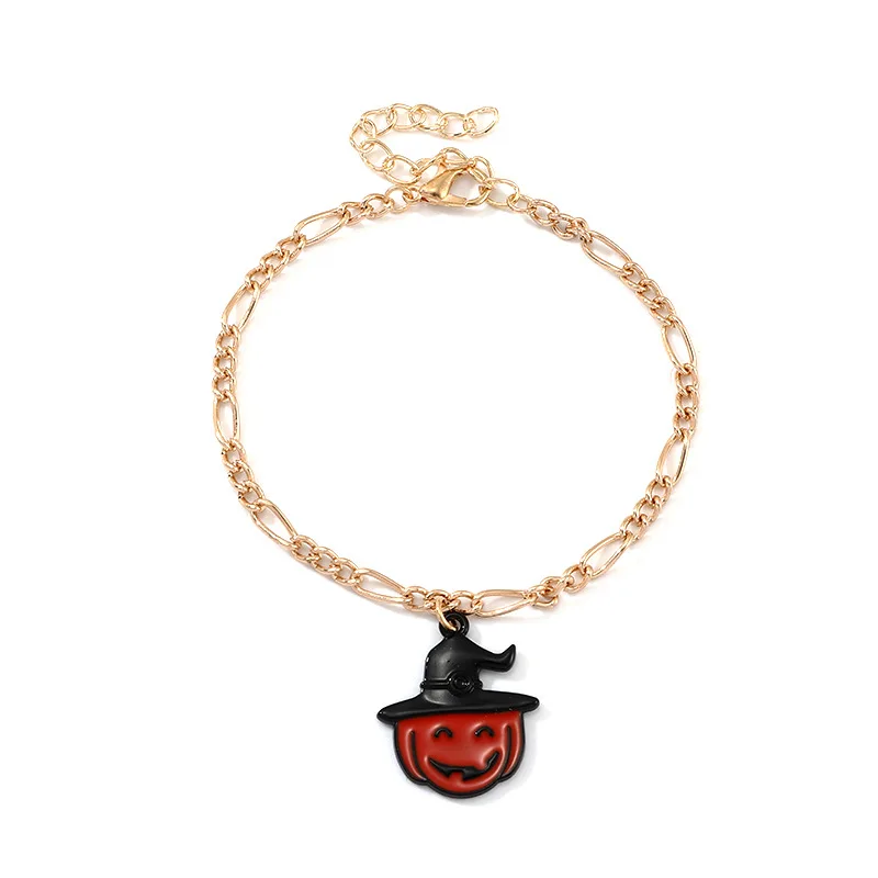 Bracelet D Readsilenter Хэллоуин ручной ювелирный браслет на Хэллоуин Подвески из сплава масляные тыквы губы мульти-кулон ручной ювелирный фестиваль - Окраска металла: Bracelet D