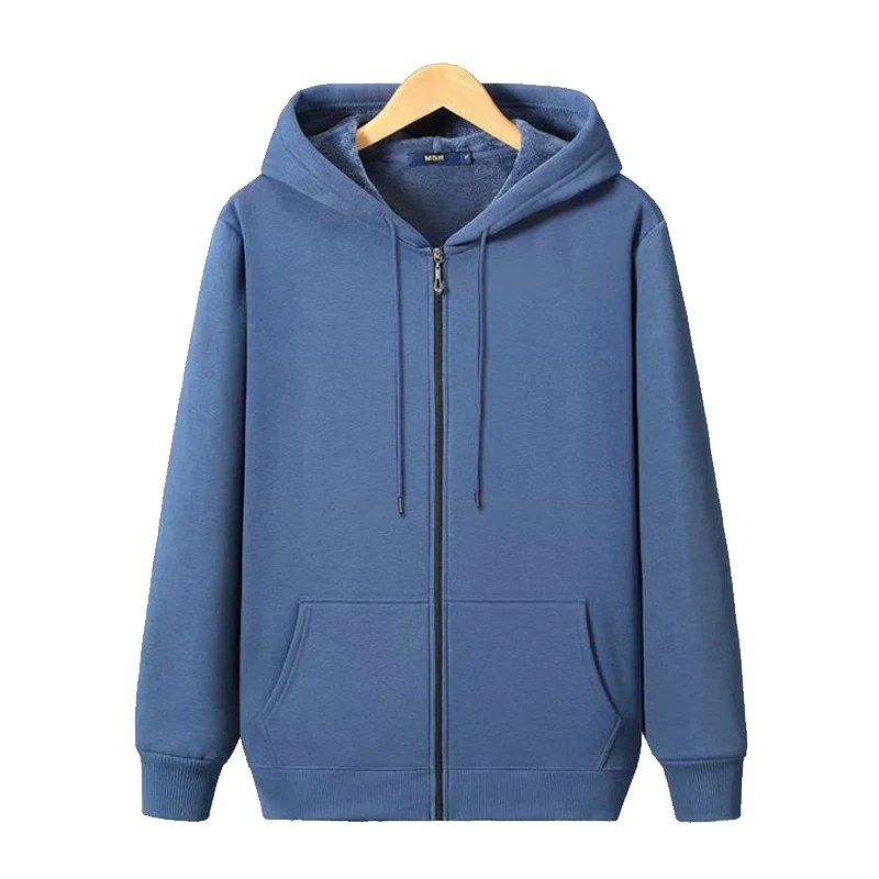 Zip up hoodie sweatshirt jacket solid color hoodies new autumn winter jacket men hoodie velvet thick pure cotton solid color warm and soft ladies zipper coat casual sweatshirt