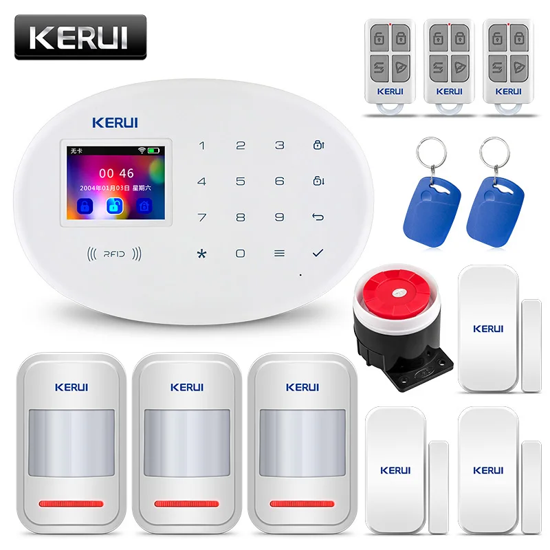 wireless panic button KERUI W20 WIFI GSM 4G Alarm System Home Security Tuya App Control 8 Language Switch RFID Touch Keypad Motion Detection Alarm Kit alarm siren Alarms & Sensors