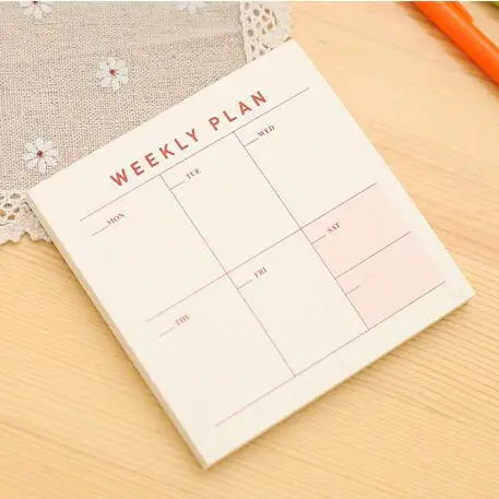 Kawaii Липкие заметки милые еженедельные Memopad To Do List креативные N Times ежемесячные заметки проверочные листы офисные школьные канцелярские принадлежности - Цвет: weekly1pc