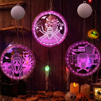 3D Batterij Operated Decoratieve Led Verlichting Voor Halloween Kerstvakantie Feestverlichting Creative Kamer Ghost Schedel Opknoping Lamp