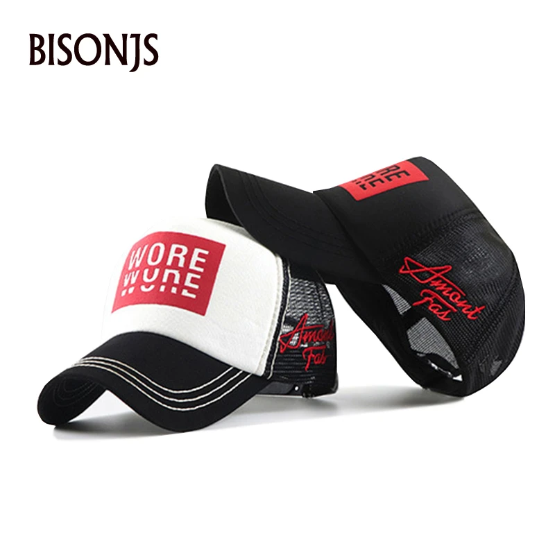 BISONJS новые модные женские бейсболки мужские шапки Повседневная Женская сетчатая