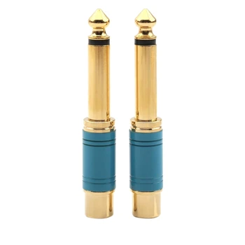 

6.35mm 1/4 inch Male Mono TS to RCA Female Interconnect o Adapter Conversion Plug (Blue 2 Pack)