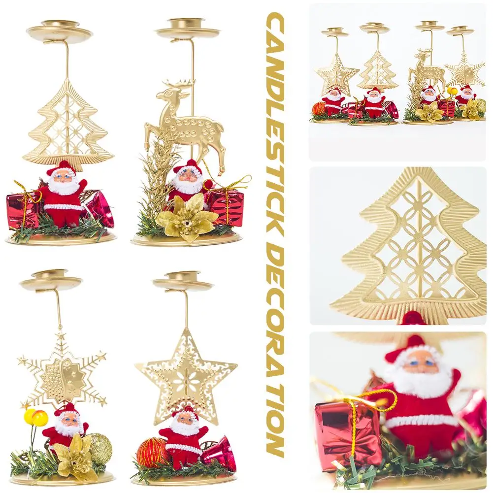 

Christmas Iron Candlestick Ornament Christmas Candle Desktop Decoration Background Candle Holder Decoration Home Decor Snowflake
