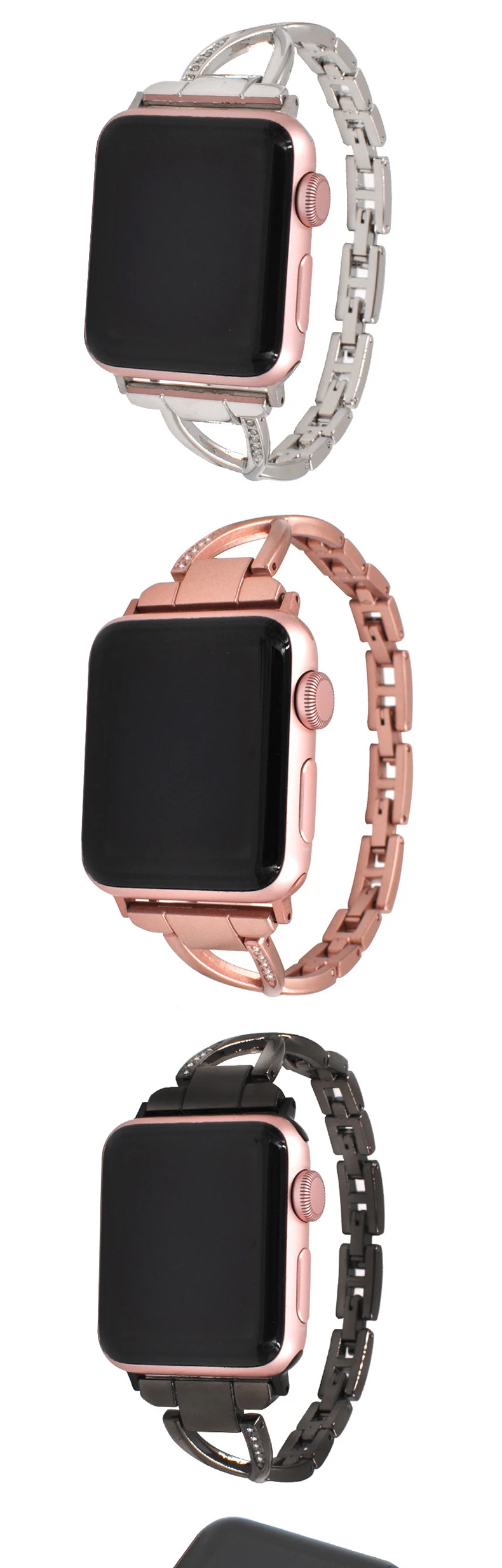 Ремешок для умных часов для apple watch 4 44 мм 42 мм 40 мм 38 мм Металлические x-образные алмазные часы для iwatch стальной ремень