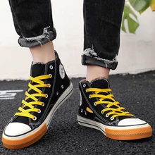 Мужская парусиновая обувь с высоким берцем разных цветов, резиновая нескользящая спортивная обувь на плоской подошве, Высококачественная демисезонная Повседневная парусиновая обувь