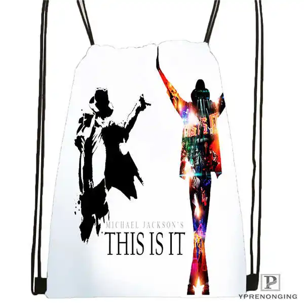 Drawstring Backpack Пользовательские Майкл Джексон походная сумка на шнурке милый рюкзак дети ранец(черная спина) 31x40 см#180612-02-28 - Цвет: Drawstring Backpack