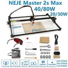 Máquina de corte da gravura do laser do mestre 2s de neje com placa mãe de 32 bits max 30w 50w 80w cortador do laser do roteador do cnc da impressora do lazer