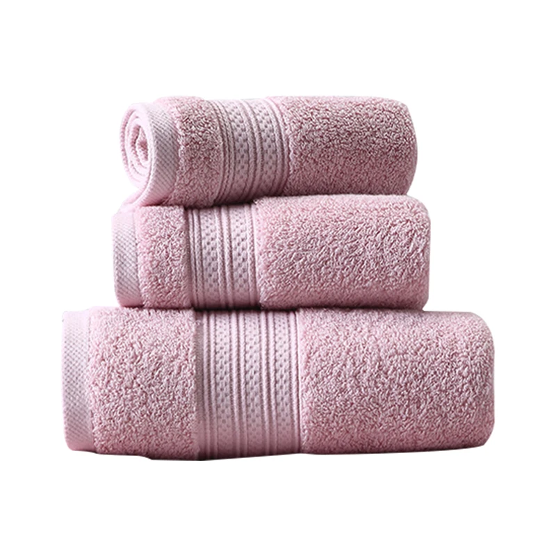 Cotton Towel Set Solid Color Large Thick Bath Towel Bathroom Hand Face Shower Towels Water-Absorbing Home Hotel Towel