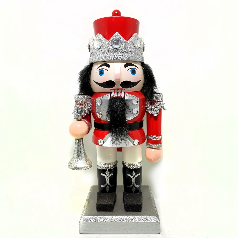 25cm Fat Nutcracker Puppet Toy Christmas Wood Carving Painted