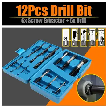

12pcs Screw Extractor Tool Kit Drill Bit Set Broken Bolt Fastener Remover Used In Removing The Metal Damaged Screws With Box