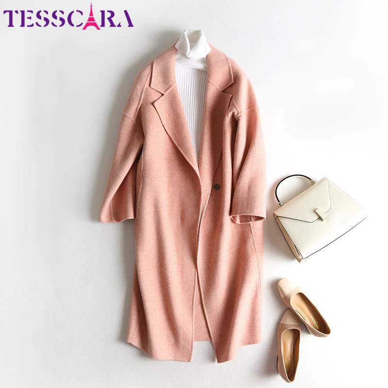 

TESSCARA Women Autumn Winter Elegant Cashmere Jacket Coat Female 100% Wool Blend Basic Jackets Casual Designer Outerwear & Coats