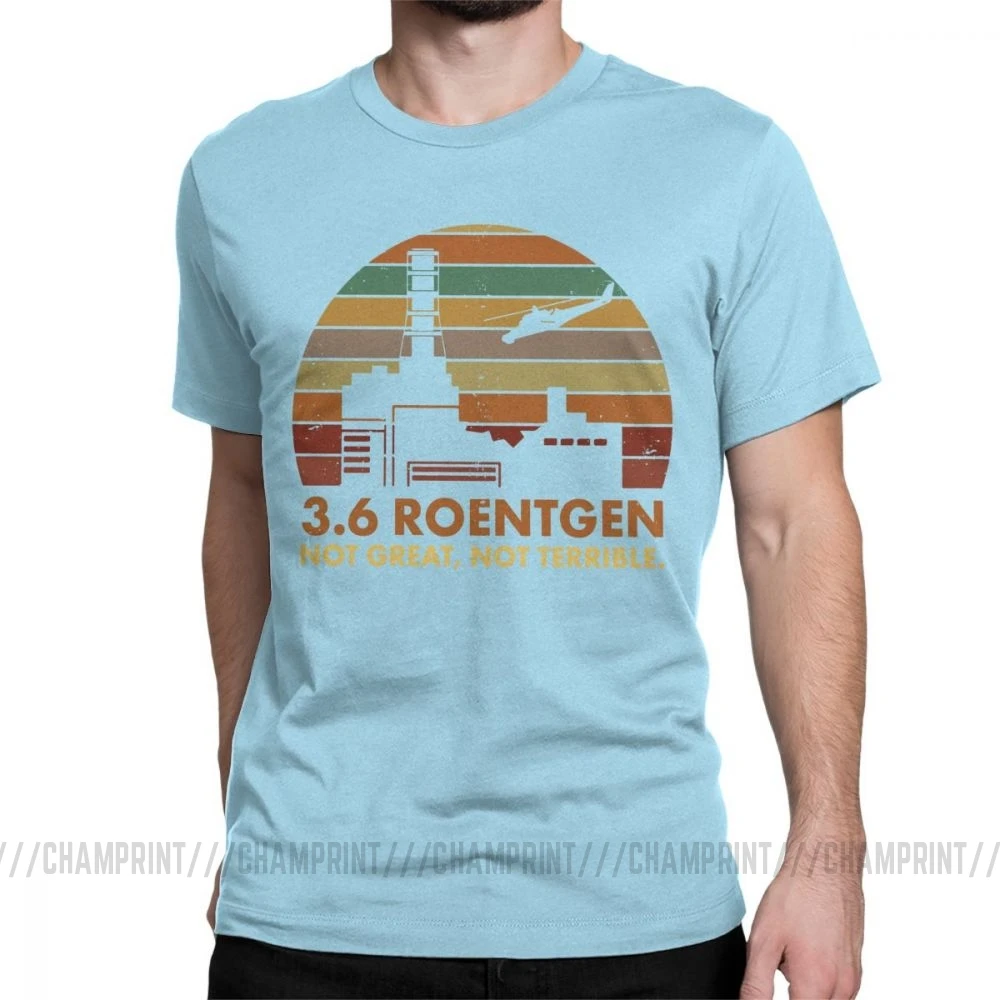 3,6 Мужская футболка с надписью «Roentgen Not Great Not horrible», топы для ТВ-шоу «Чернобыль», футболка с ядерным излучением, футболка для отдыха - Цвет: Небесно-голубой
