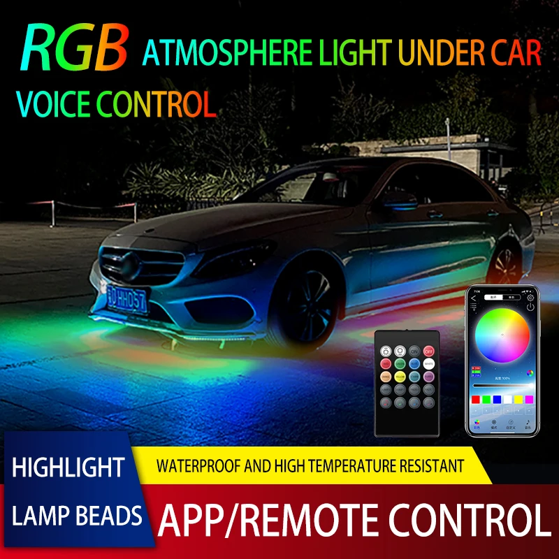 Car Light Strip App Control Flowing Color Rgb Music Atmosphere Auto Led  Under 120 150 Tube Underglow Underbody System Neon Lamps - Decorative Lamps  & Strips - AliExpress