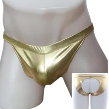 Горячее сексуальное мужское Золотое металлическое блестящее короткое нижнее белье бикини с открытой спиной нижнее белье для него Ночная Клубная одежда