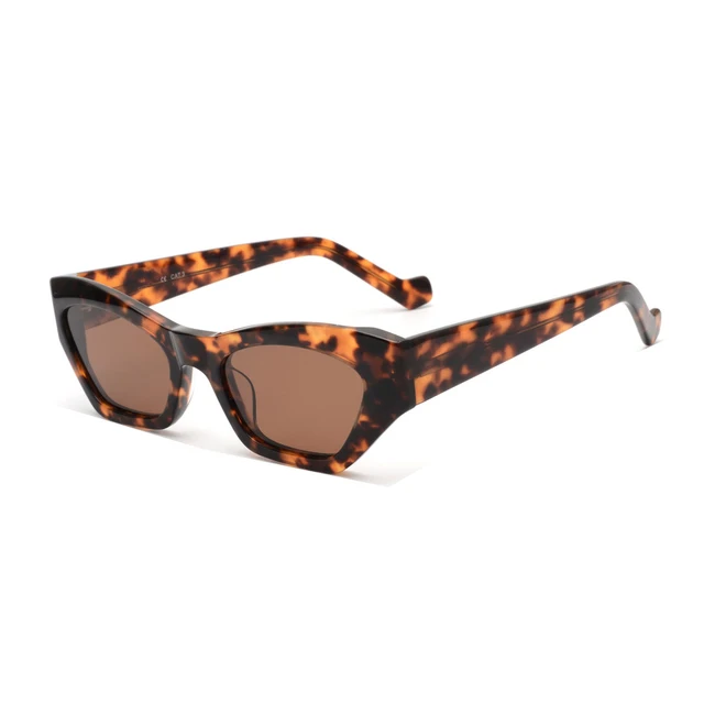 2021 Acetate Frame Cat Eye Women Sunglasses Polarized Brand Designer Ladies Shades UV400 brown