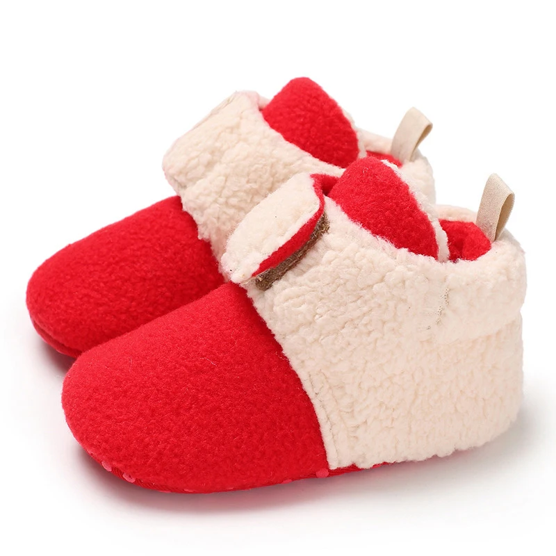 Детские первые ходунки, милая детская обувь с леопардом для новорожденных девочек, теплая зимняя обувь для мальчика, Детские ботиночки для малышей - Цвет: red