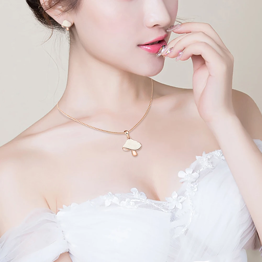 

Women Fashion Faux Pearl Mushroom Stud Earring Pendant Necklace Jewelry Set Gift party engagement collier africain New Chic