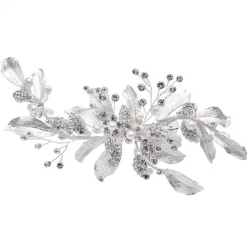 

NPASON Fancy Women Silver Metal Rhinestones Vine Headpiece Wedding Bridal Floral Pearl Hair Clips