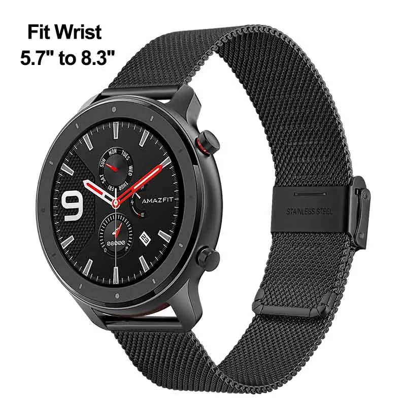 Миланский ремешок для часов+ застежка с двойным замком для Amazfit GTR 47 мм 42 мм плетеная сетка из нержавеющей стали ремешок для часов быстросъемный ремень